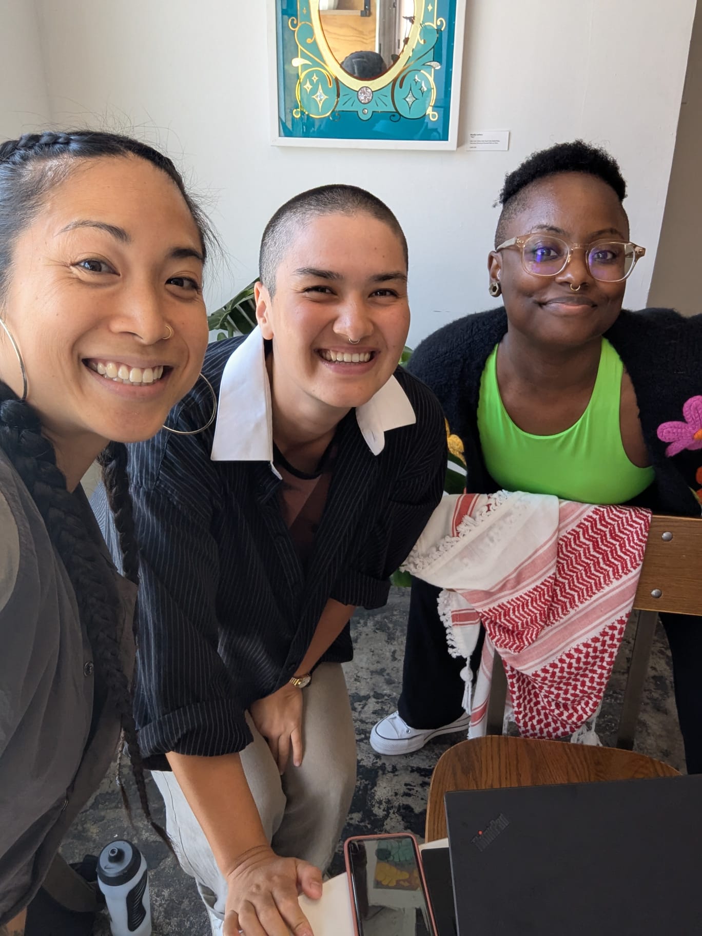 The co-editors of the zine pictured from left to right are Rachel Wong, Jess Nachman, and Sylver Sterling