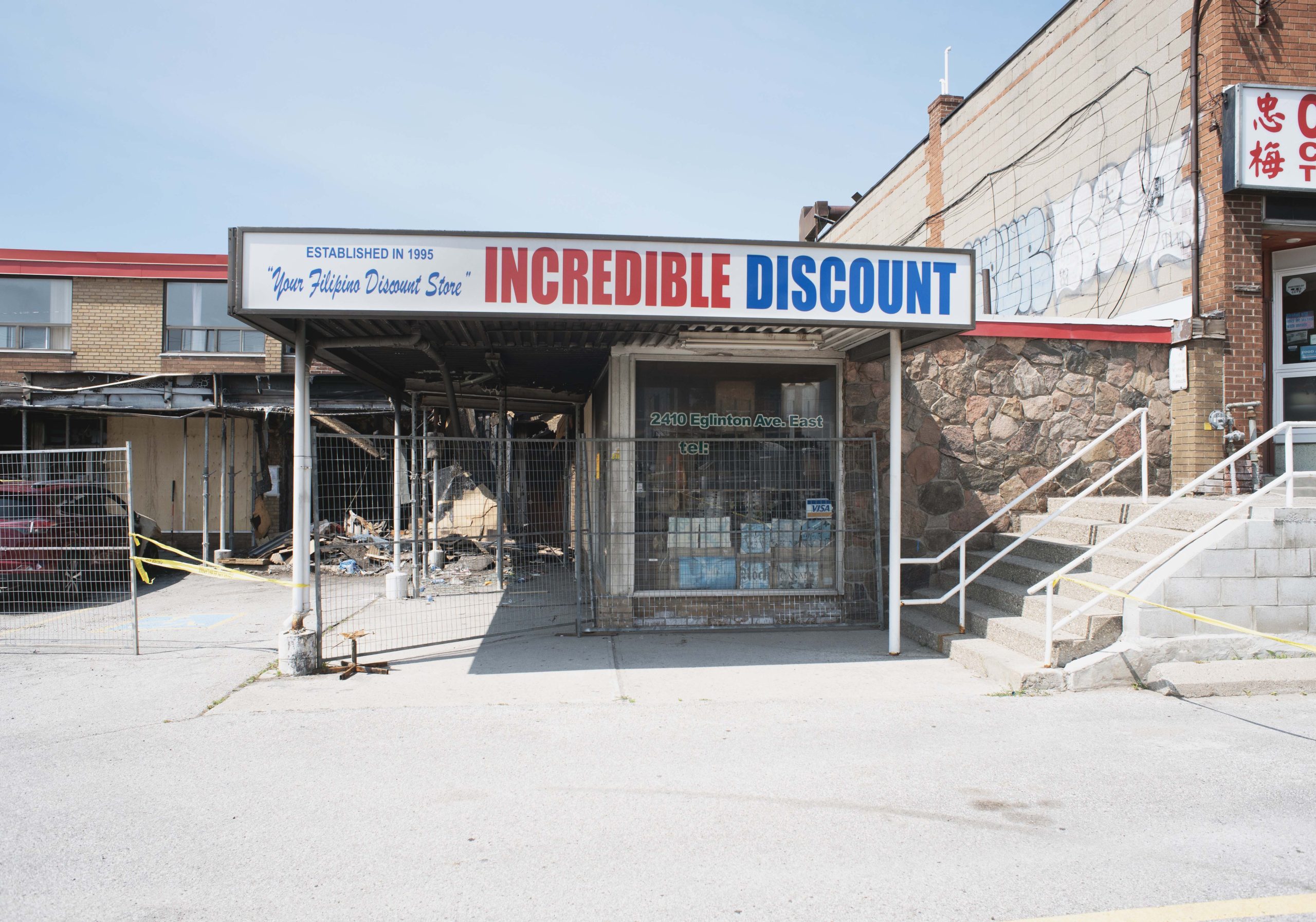 Fire damage, Liberty Plaza, July, 2026