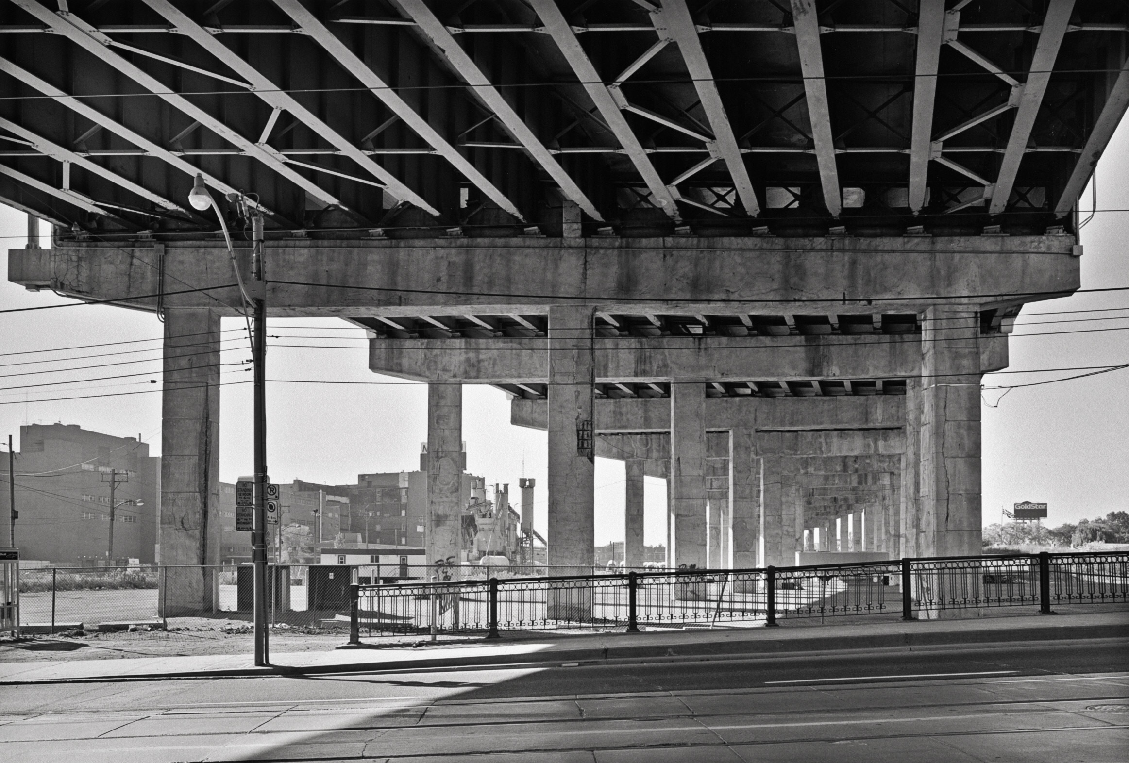 Looking West from Bathurst Street toward CBM ready mix plant, 1998.
