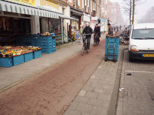 Deliveries being made from side street parking.