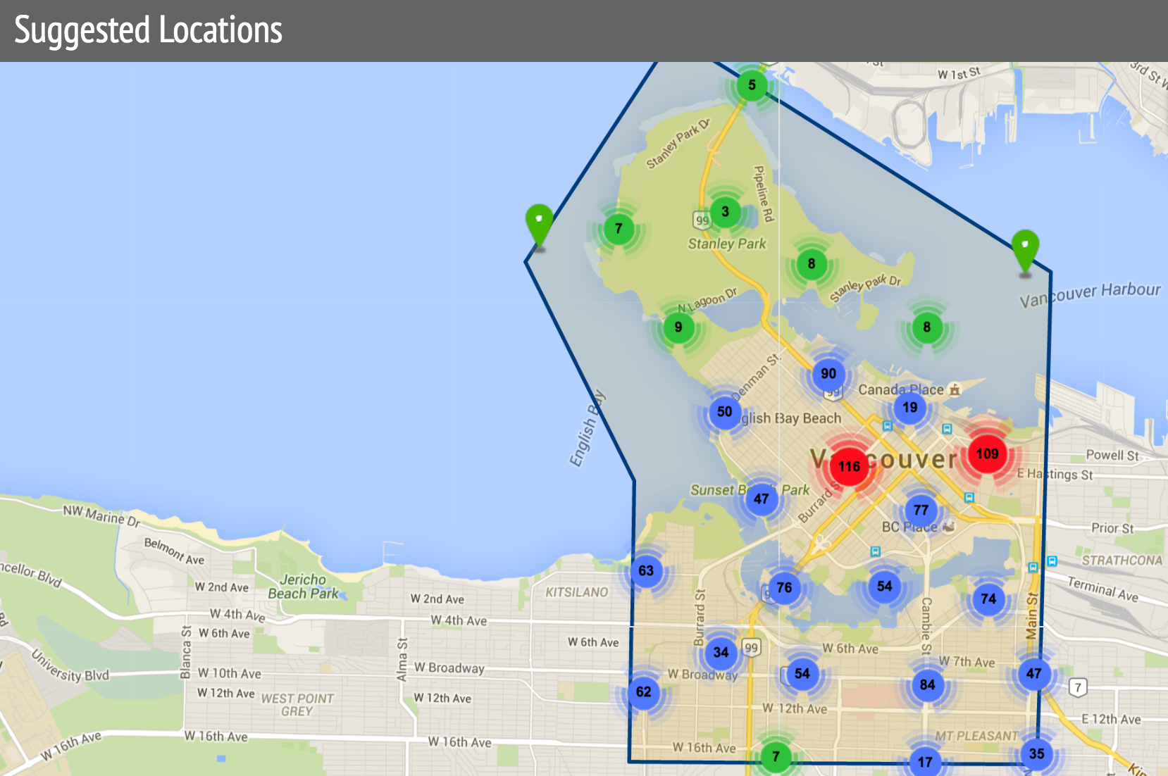 Suggested Vancouver Bike Share Locations
