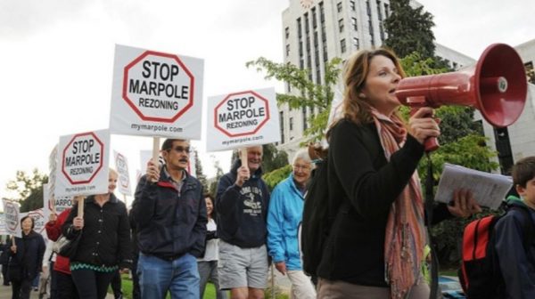 Hundreds of protestors object to Marpole rezoning proposals outside City Hall in September 2013 — Vancouver Courier,