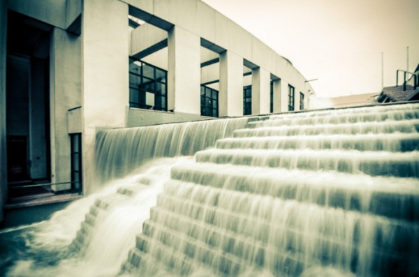 Place de Arts waterfall