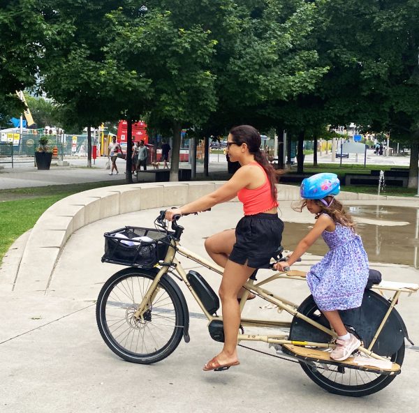 Mother and daughter on e-bike