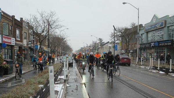 a Fridays for Future Bill 212 protest ride held on December 7, 2024 taken in Bloor West Village