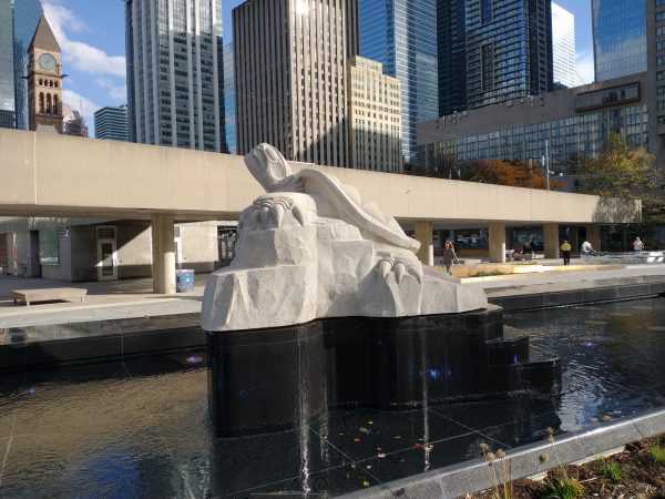 Turtle sculpture in Spirit Garden at Toronto city hall