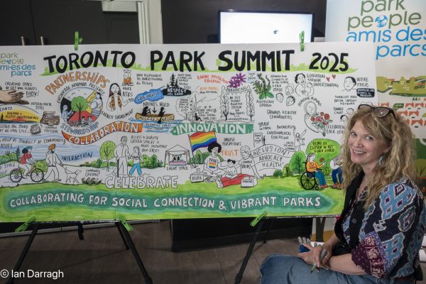 Poster of conference ideas and themes created by Lynne Dalgleish, a graphic recorder.