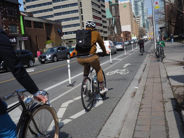 Cyclists in bike lane