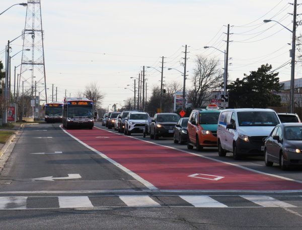 Bus-only lane on arterial road