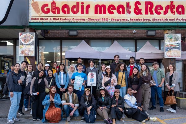Jane's Walk group in front of store