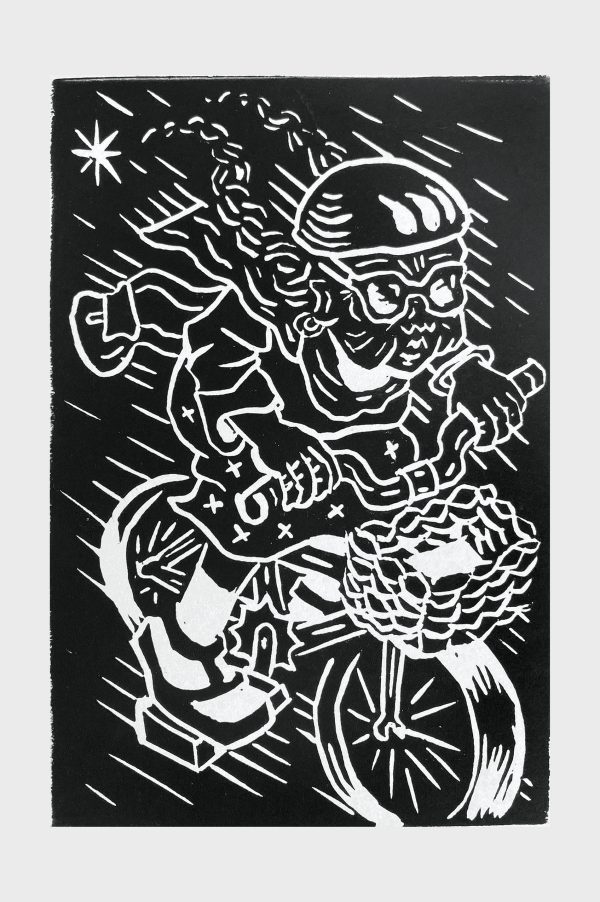 Linocut by Dani Tagle, from Journey Lines