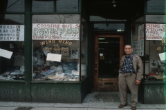‘Closing out sale. Everything must go.’ Lin Bei-lian, owner of Wing Hing Dry Goods. Photo by Paul Yee (April 1981), City of Vancouver Archives AM1523-S6-F72-: 2008-010.0489.